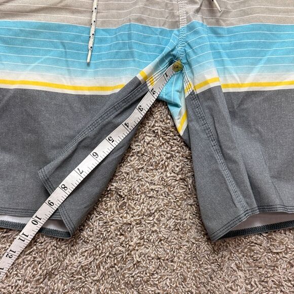 Rip Curl Gray, Blue & Yellow Striped Board Shorts - Picture 3 of 8